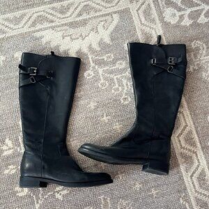 ECCO tall leather boots black 38 women buckle